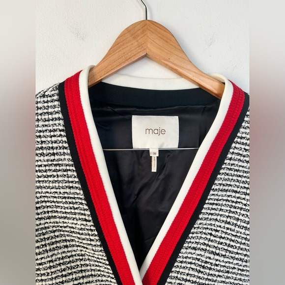 NWOT Maje Visala Tweed Effect Cardigan Jacket Straight Midi Size 38 M - Picture 6 of 13